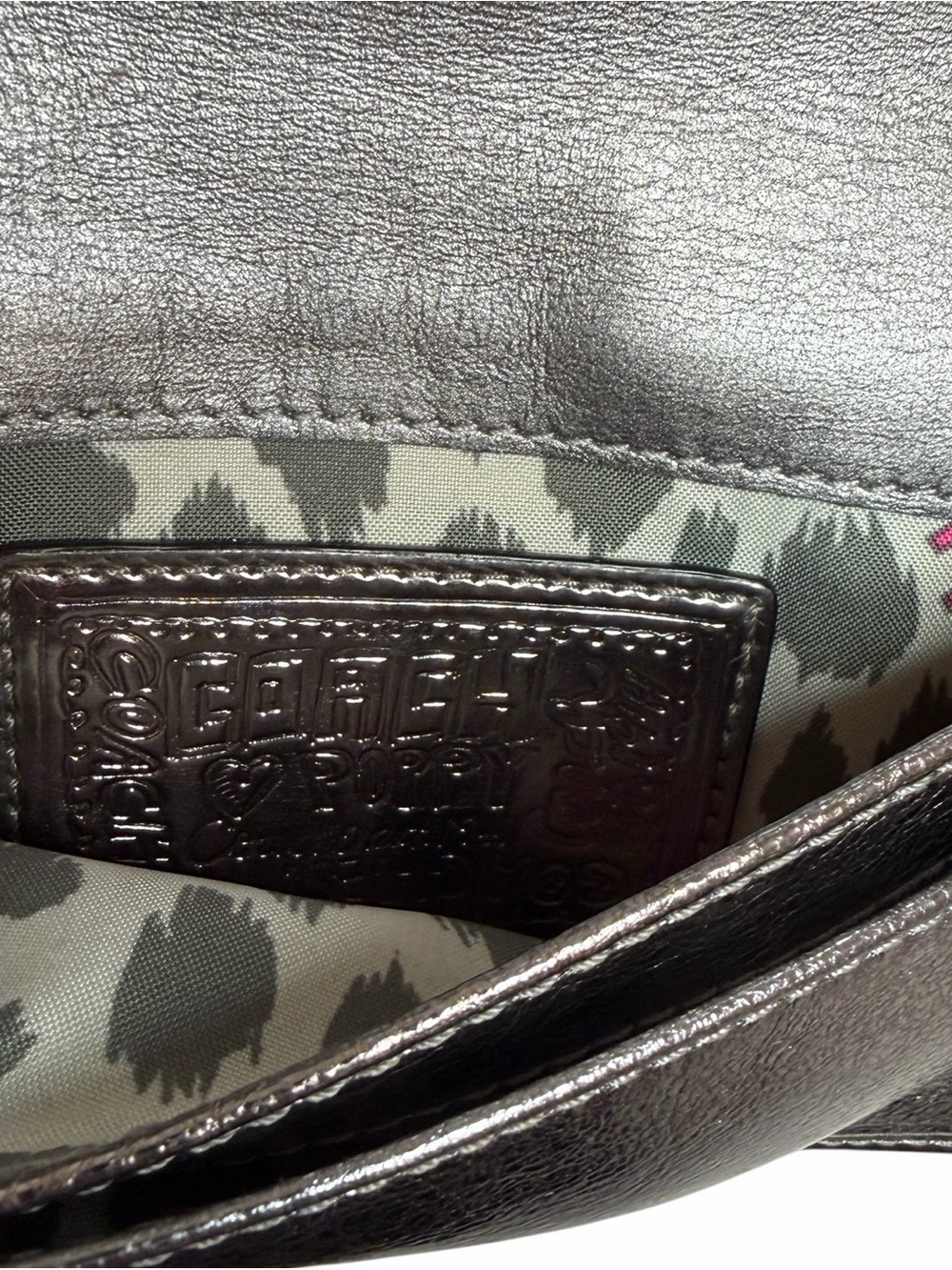 Coach Poppy Metallic Silver Leather Wristlet Clutch - Picture 5 of 5